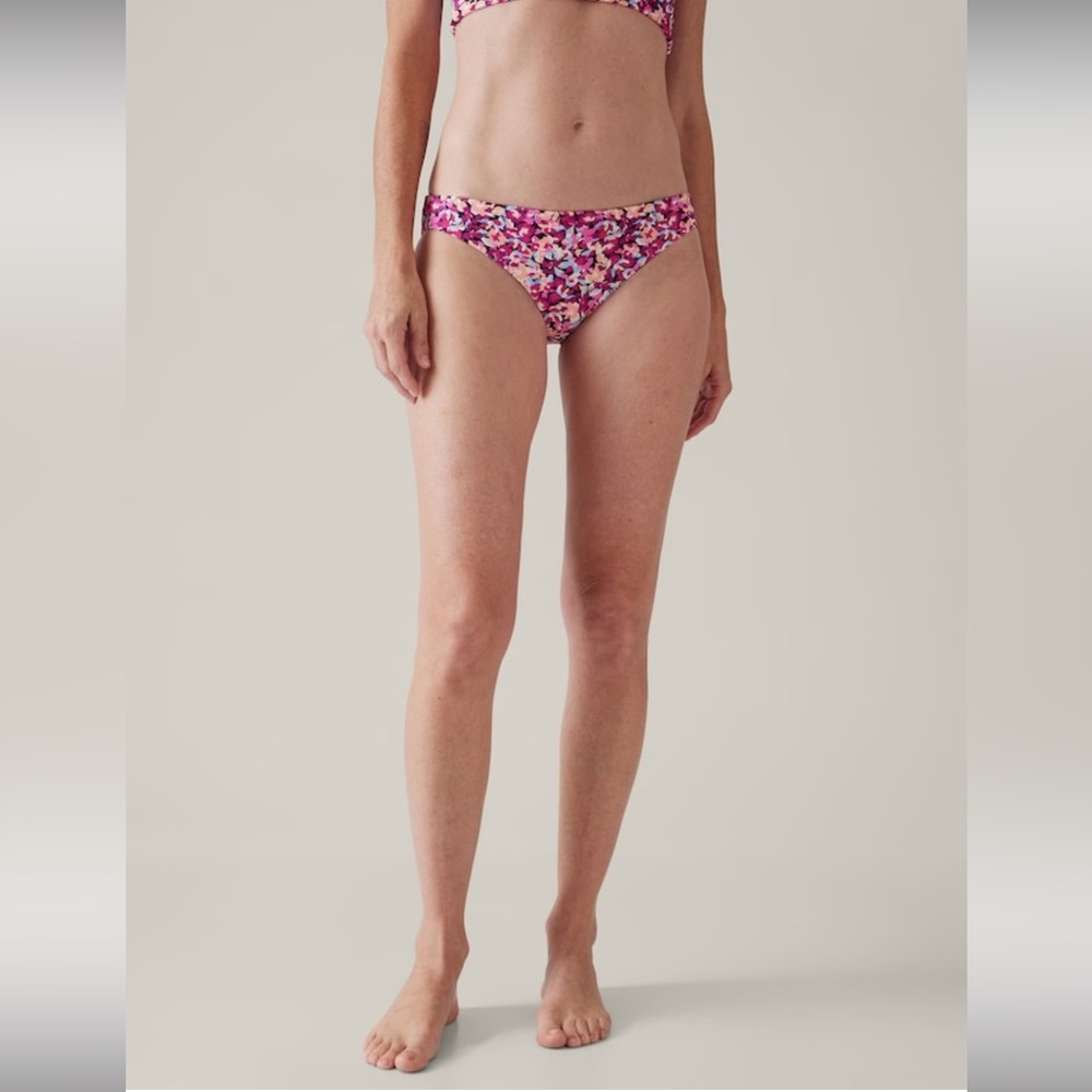 💗 Athleta Clean Medium Bikini Bottom // Elysian Floral Pink - Picture 3 of 10